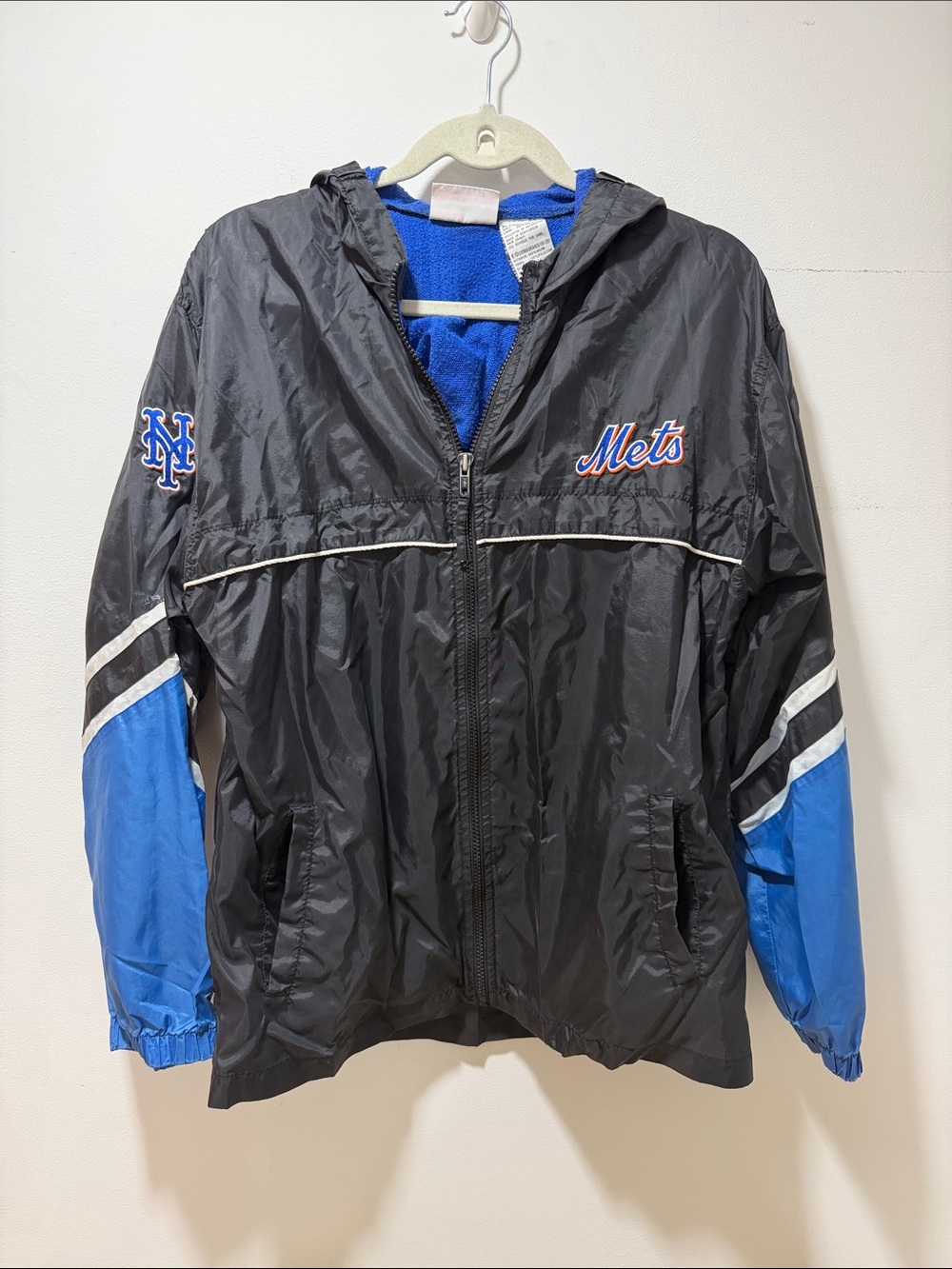 VTG 90s Y2K New York Mets Windbreaker Jacket OUTDOOR Rain Coat Sports KIDS 18/20